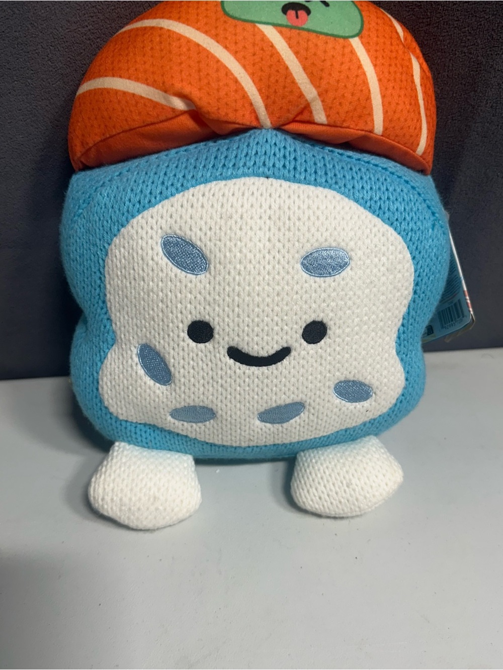 Ami Blue & White Plush Sushi Stack with Orange Nigiri Topper